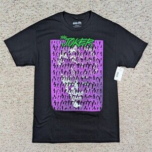 Batman Joker T-Shirt Laughing HA Mens MED Black DC Comics NWT 2024 Graphic Tee